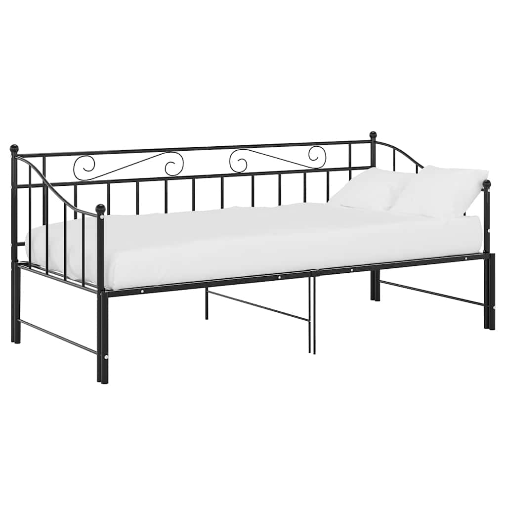 Okvir za krevet na razvlačenje crni metalni 90 x 200 cm