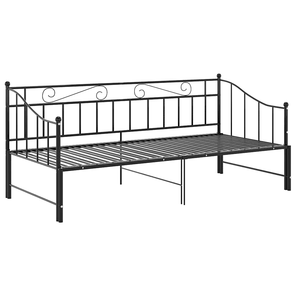 Okvir za krevet na razvlačenje crni metalni 90 x 200 cm