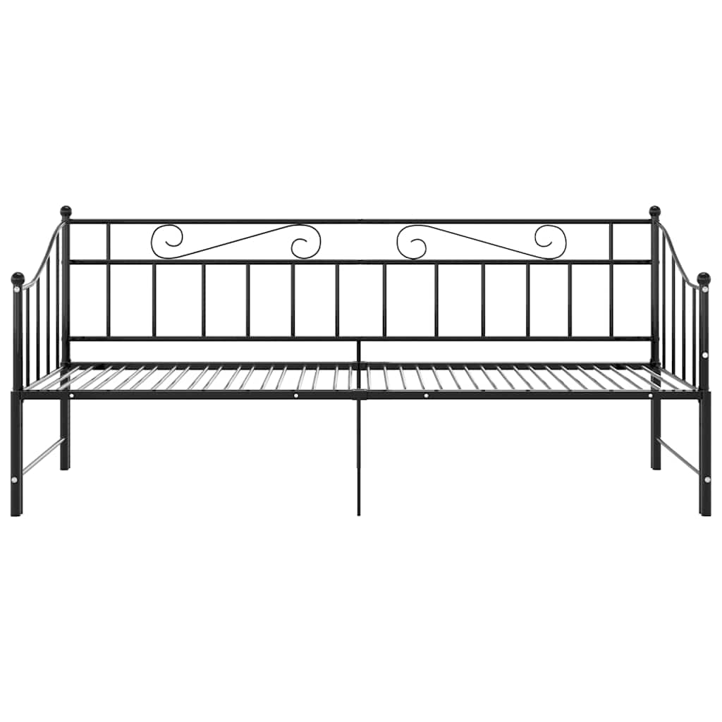 Okvir za krevet na razvlačenje crni metalni 90 x 200 cm