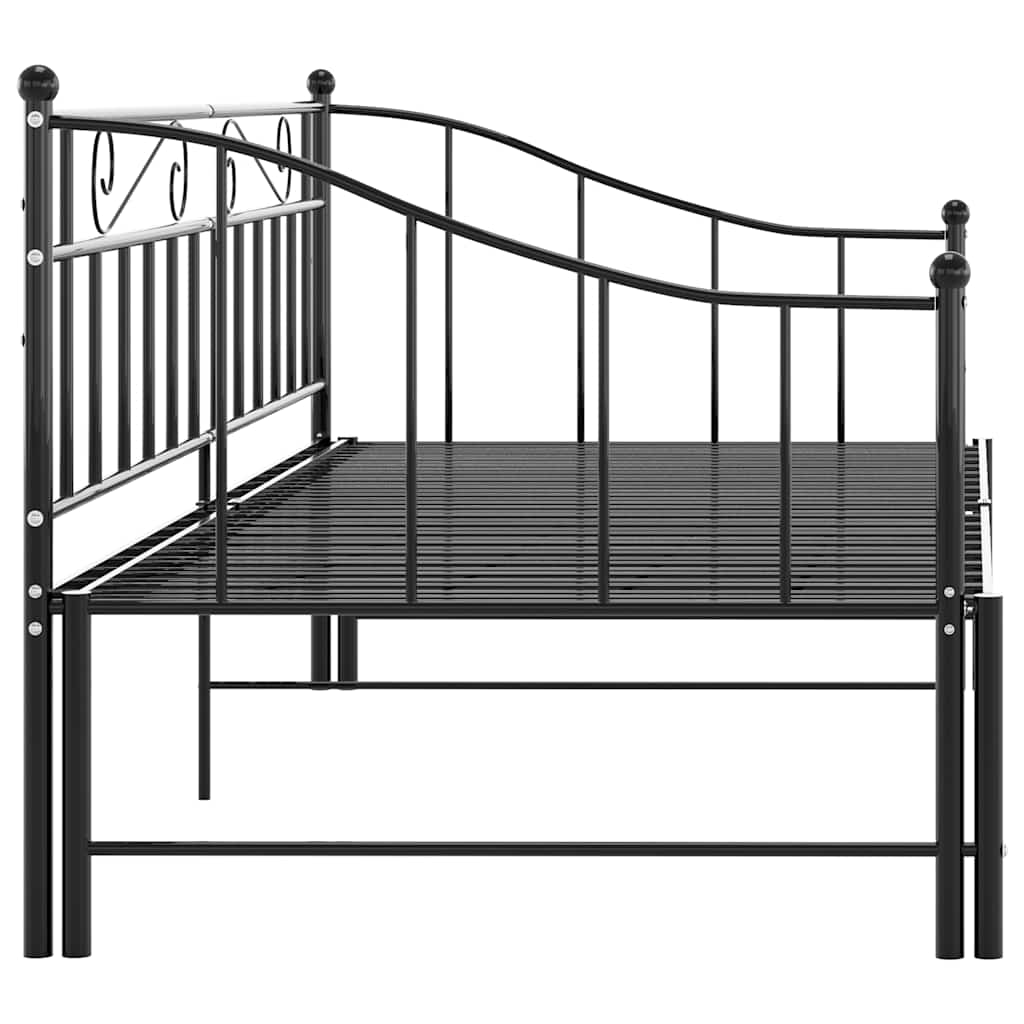 Okvir za krevet na razvlačenje crni metalni 90 x 200 cm