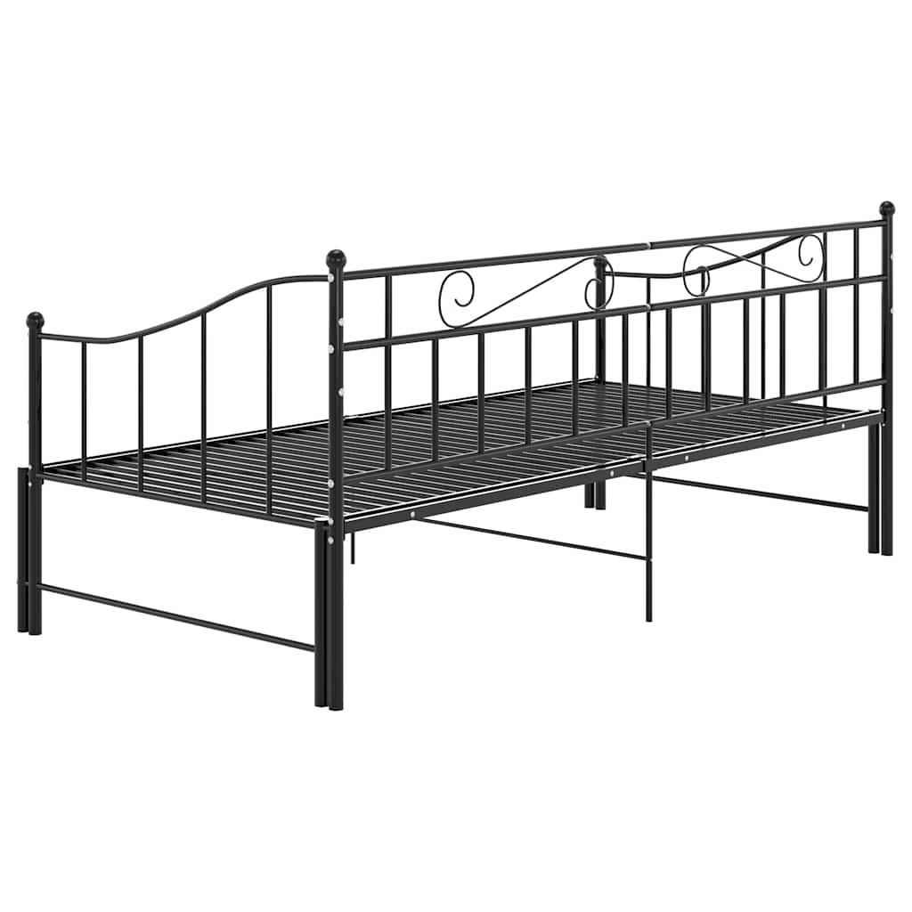 Okvir za krevet na razvlačenje crni metalni 90 x 200 cm