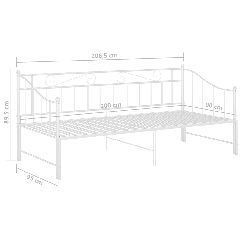 Okvir za krevet na razvlačenje bijeli metalni 90 x 200 cm