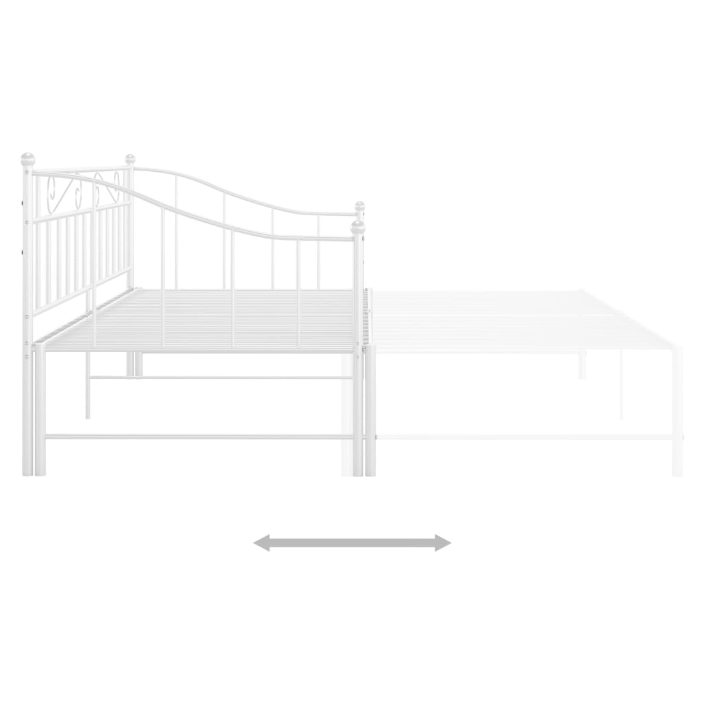 Okvir za krevet na razvlačenje bijeli metalni 90 x 200 cm