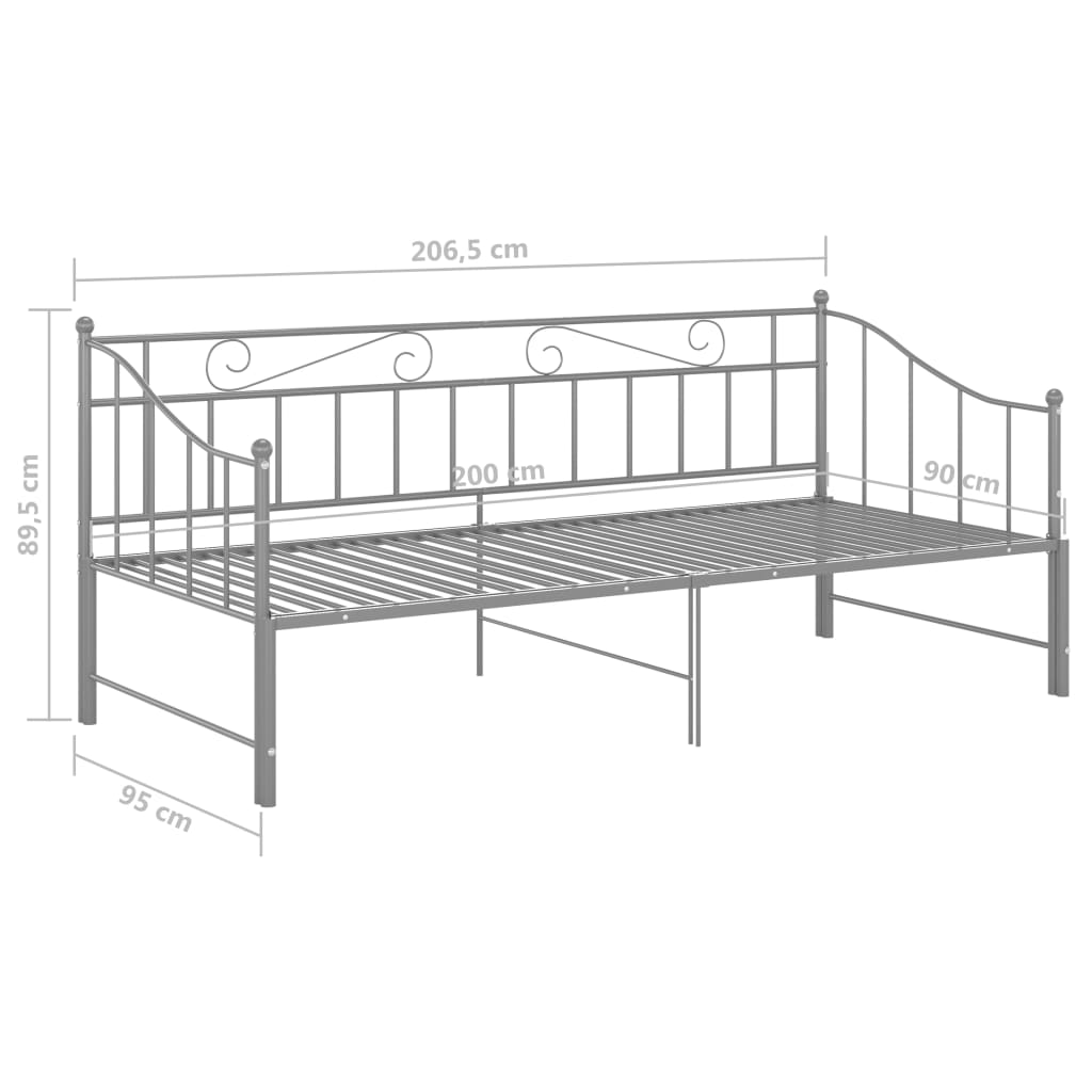 Okvir za krevet na razvlačenje sivi metalni 90 x 200 cm