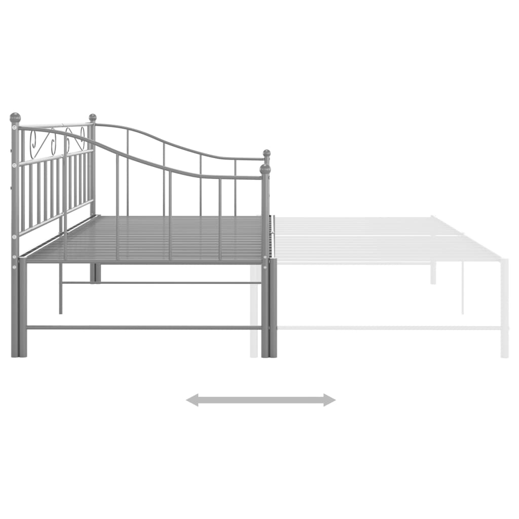 Okvir za krevet na razvlačenje sivi metalni 90 x 200 cm