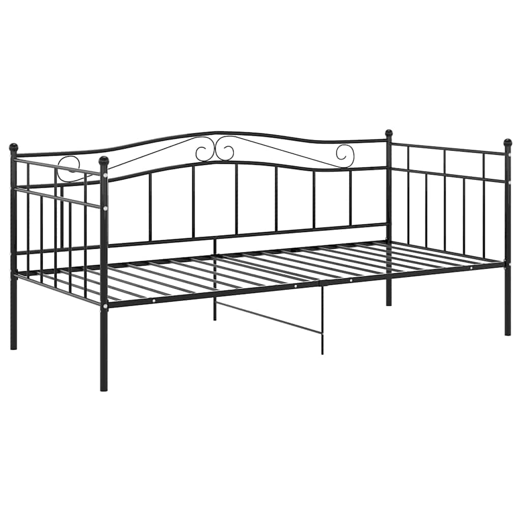 Okvir za krevet na razvlačenje crni metalni 90 x 200 cm