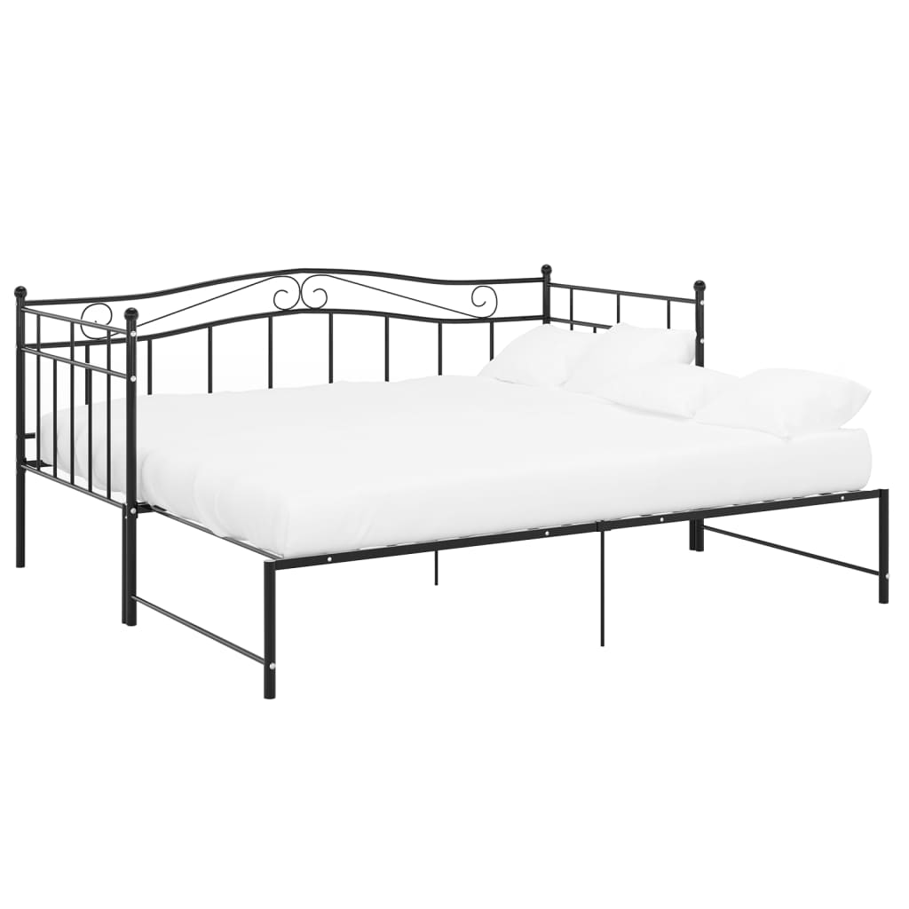 Okvir za krevet na razvlačenje crni metalni 90 x 200 cm