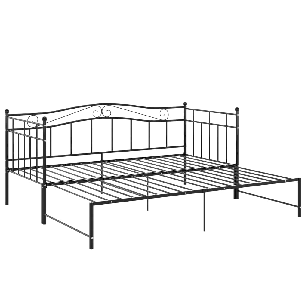 Okvir za krevet na razvlačenje crni metalni 90 x 200 cm