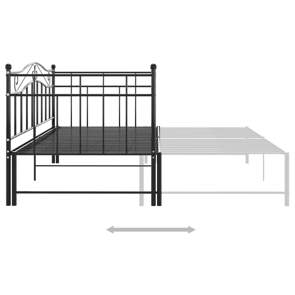 Okvir za krevet na razvlačenje crni metalni 90 x 200 cm