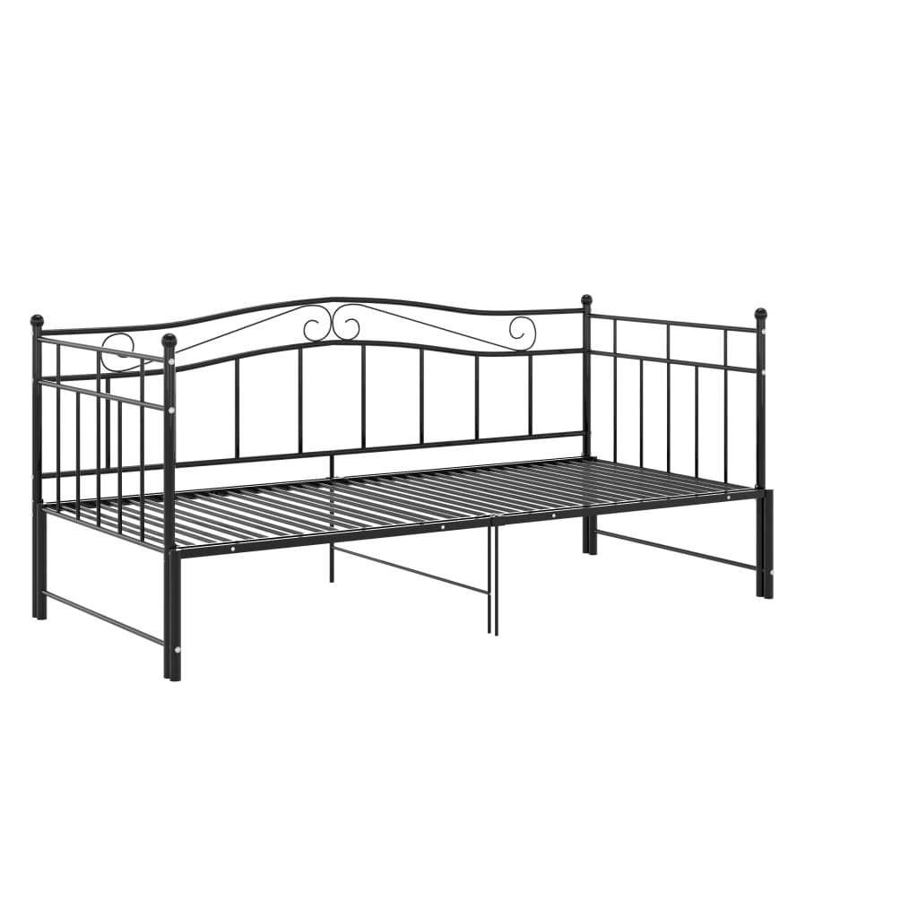 Okvir za krevet na razvlačenje crni metalni 90 x 200 cm