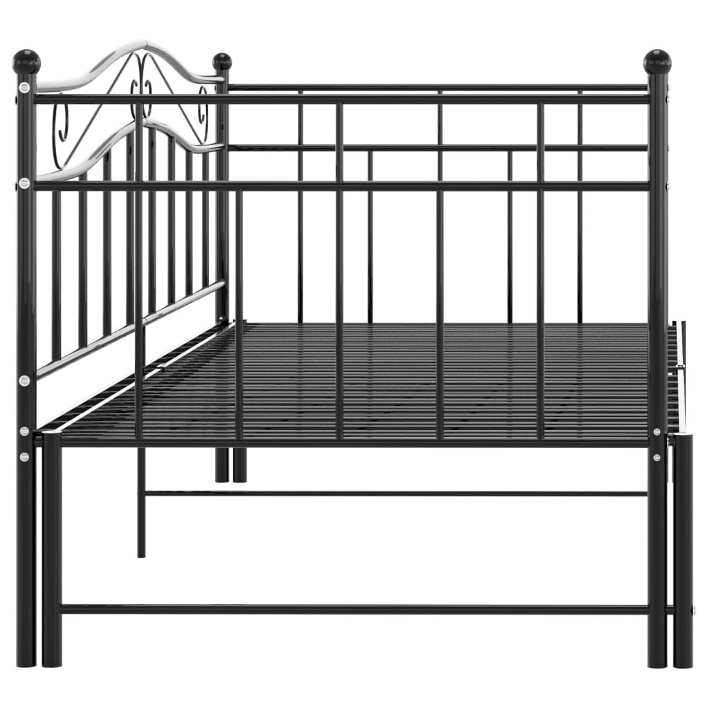 Okvir za krevet na razvlačenje crni metalni 90 x 200 cm