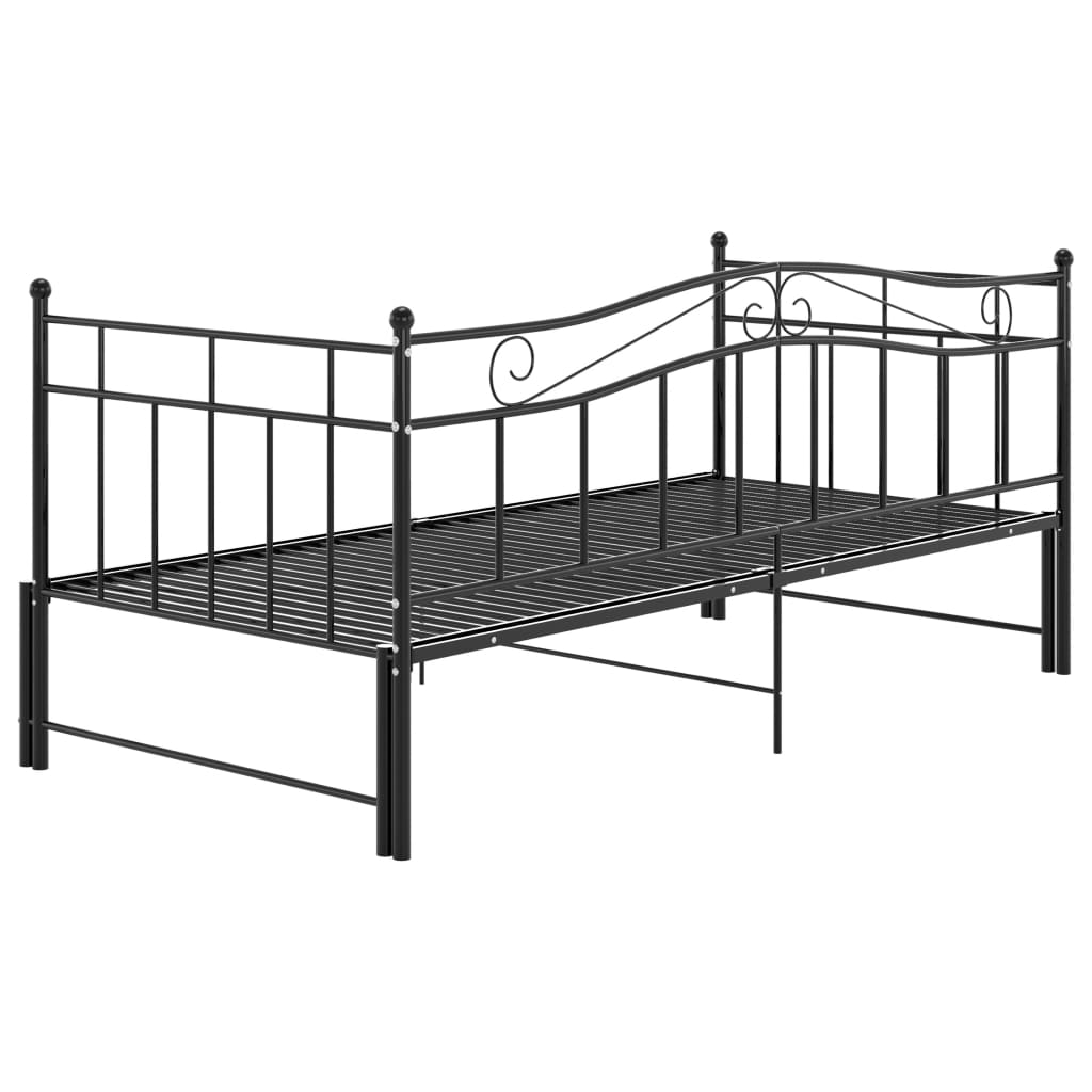 Okvir za krevet na razvlačenje crni metalni 90 x 200 cm