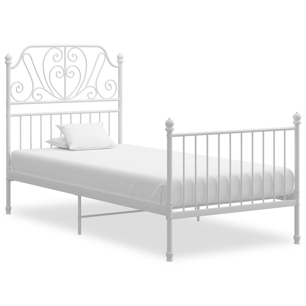 Okvir za krevet bijeli metalni 90 x 200 cm