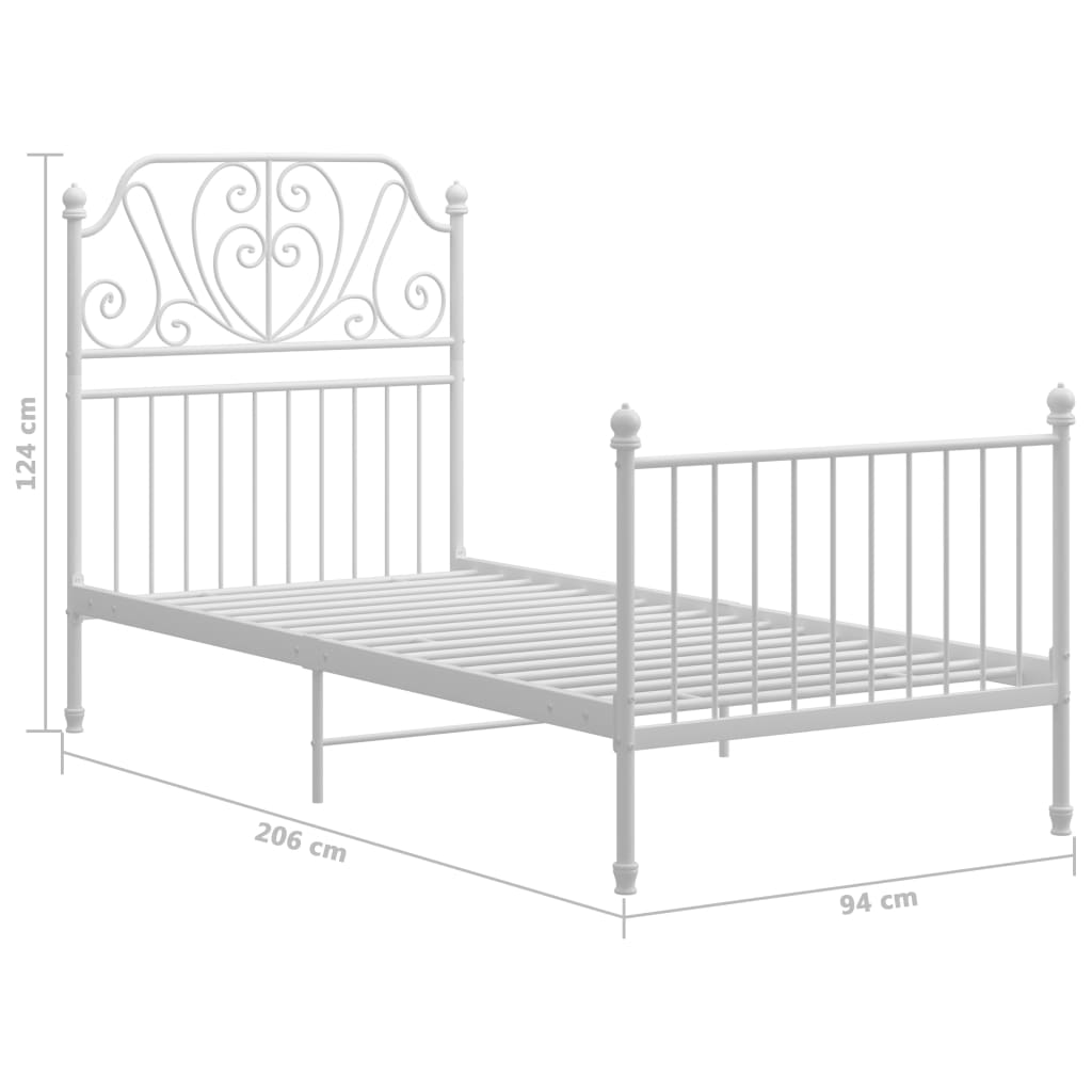 Okvir za krevet bijeli metalni 90 x 200 cm