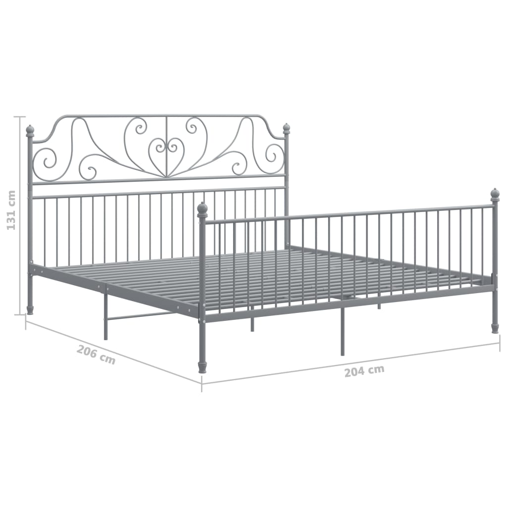 Okvir za krevet sivi metalni 200 x 200 cm