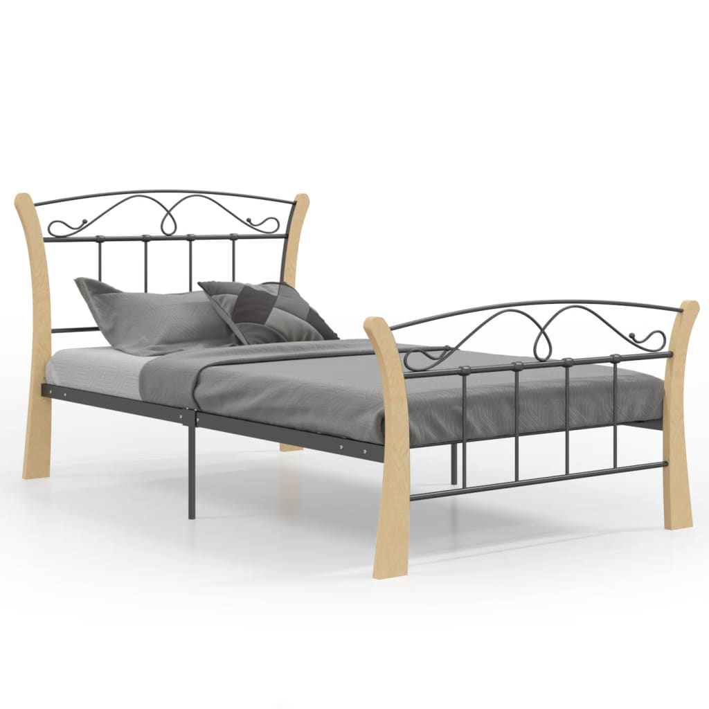 Okvir za krevet crni metalni 100 x 200 cm