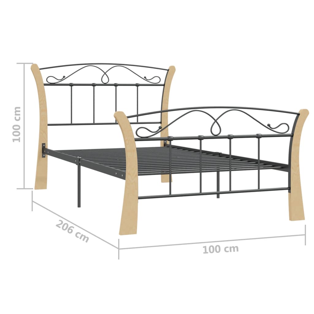 Okvir za krevet crni metalni 100 x 200 cm