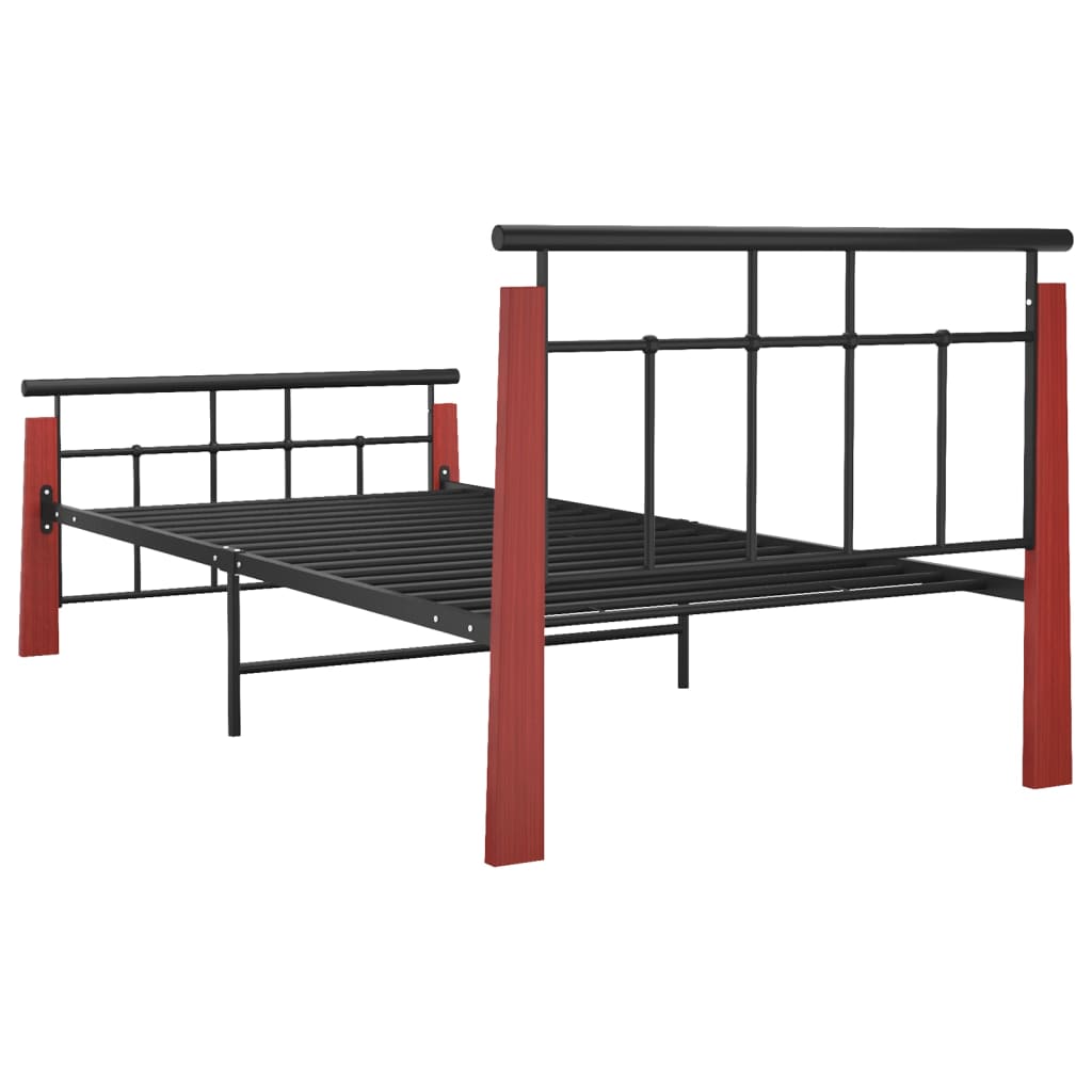 Okvir za krevet od metala i masivne hrastovine 90 x 200 cm