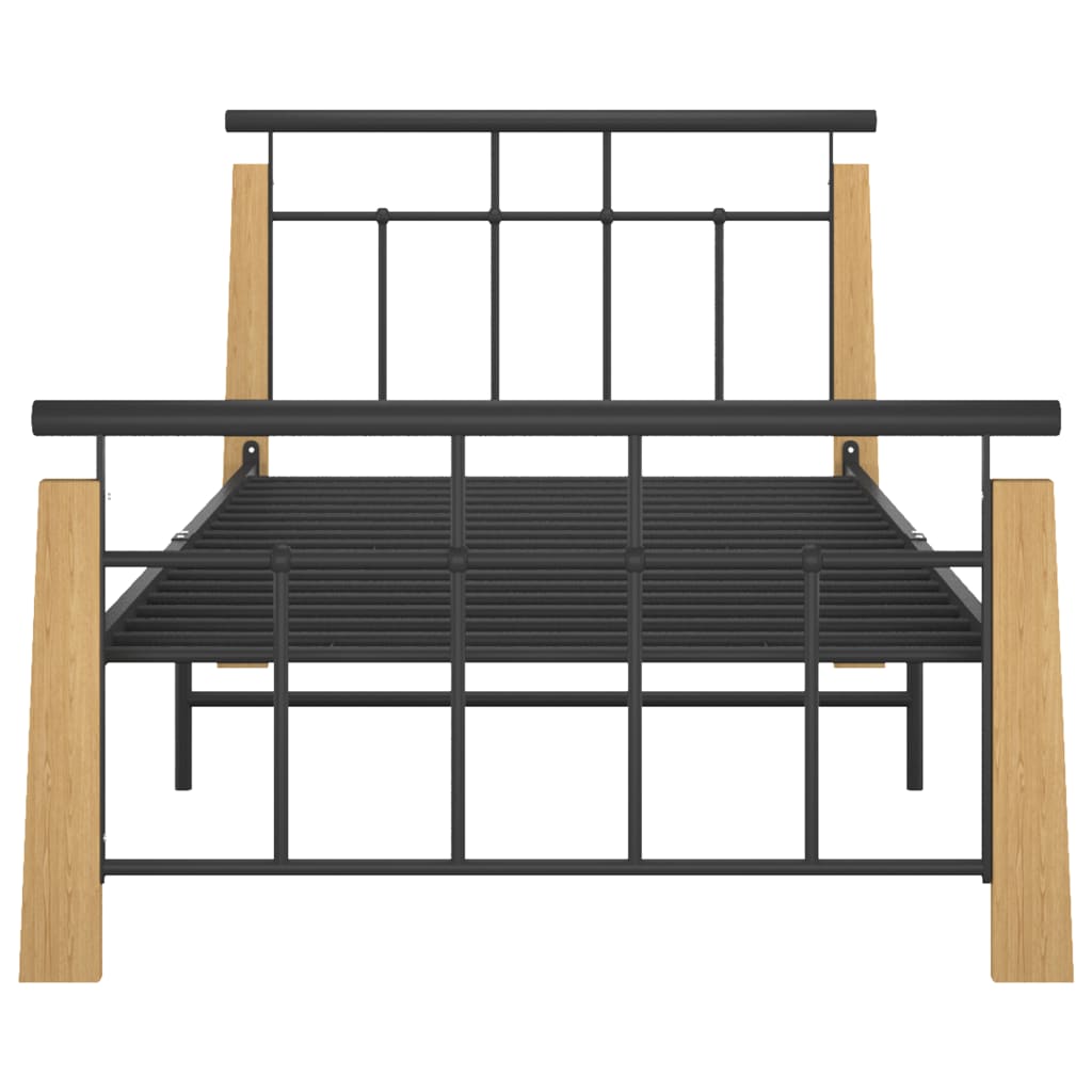 Okvir za krevet od metala i masivne hrastovine 90 x 200 cm