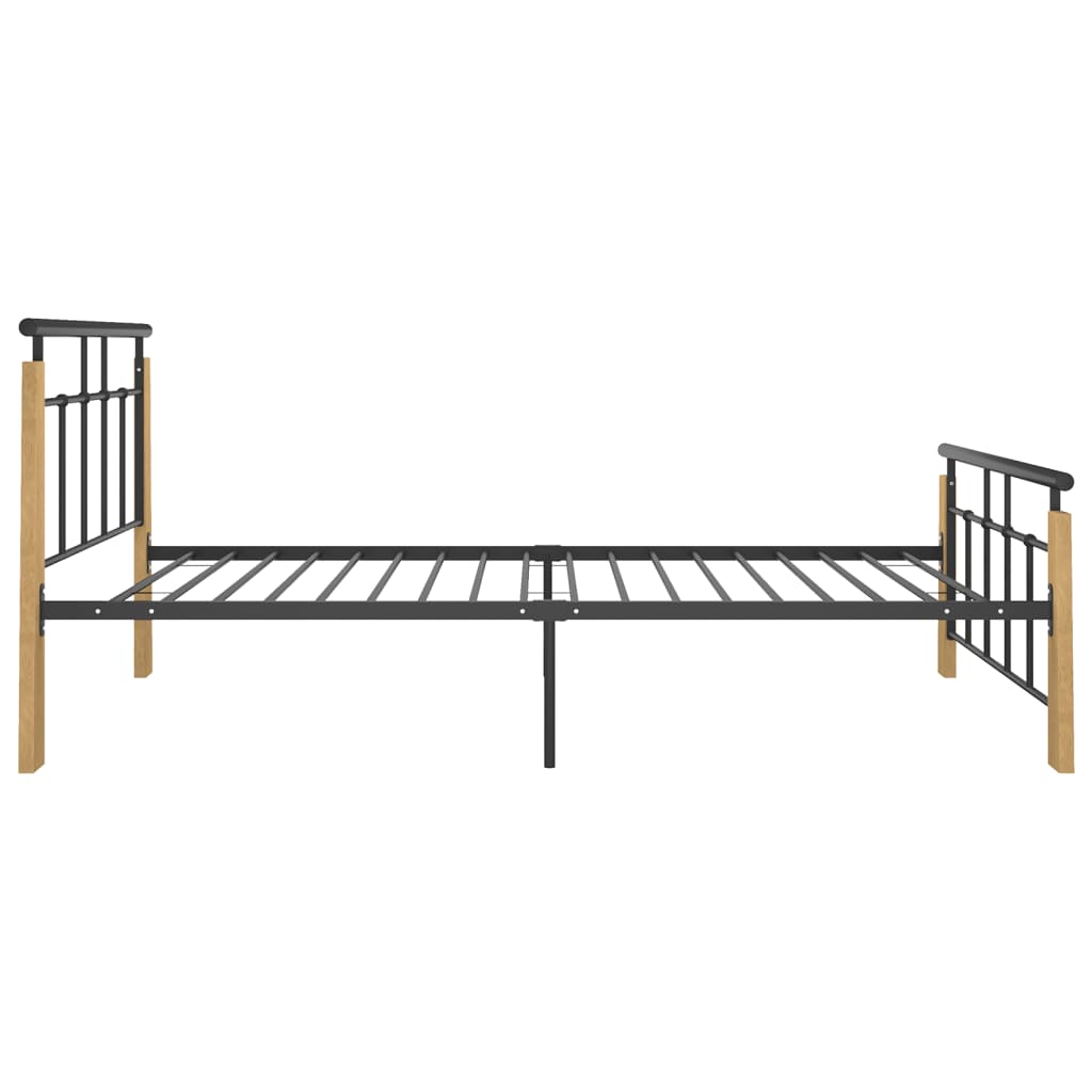 Okvir za krevet od metala i masivne hrastovine 90 x 200 cm