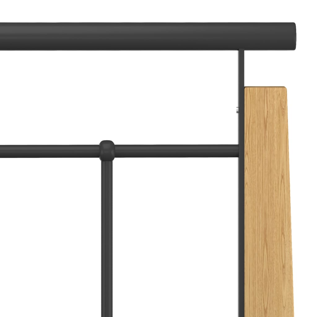 Okvir za krevet od metala i masivne hrastovine 90 x 200 cm