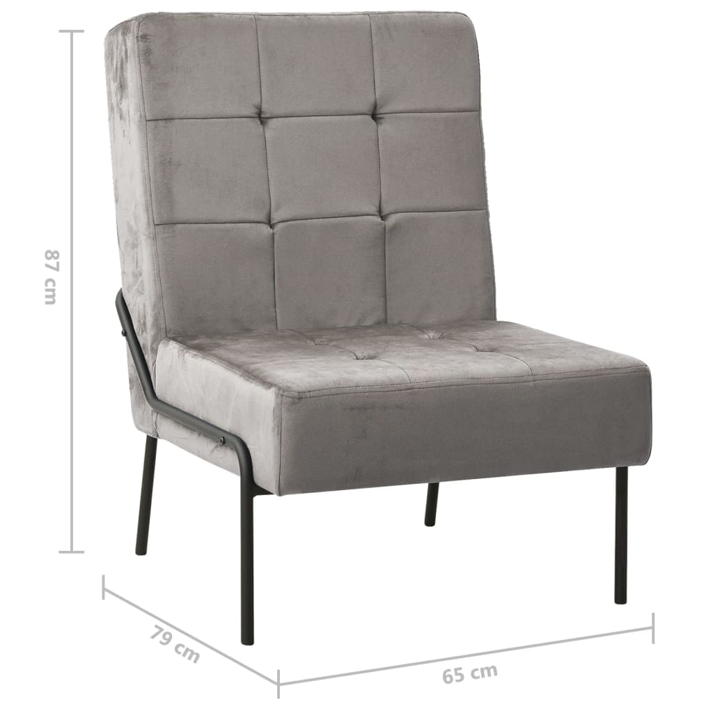 Stolica za opuštanje 65 x 79 x 87 cm svjetlosiva baršunasta