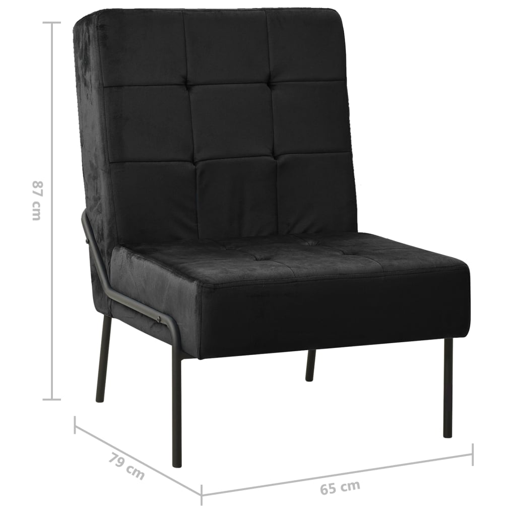 Stolica za opuštanje 65 x 79 x 87 cm crna baršunasta