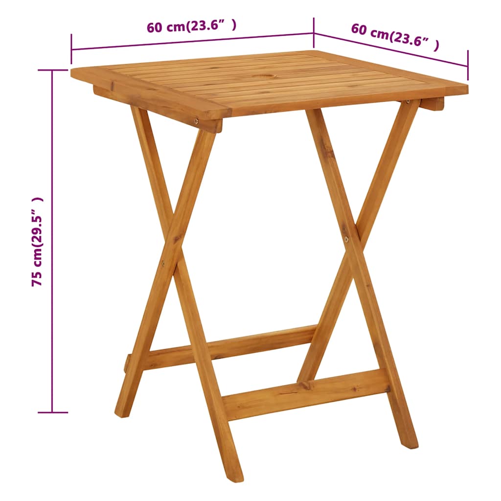 Sklopivi vrtni stol 60 x 60 x 75 cm od masivnog bagremovog drva