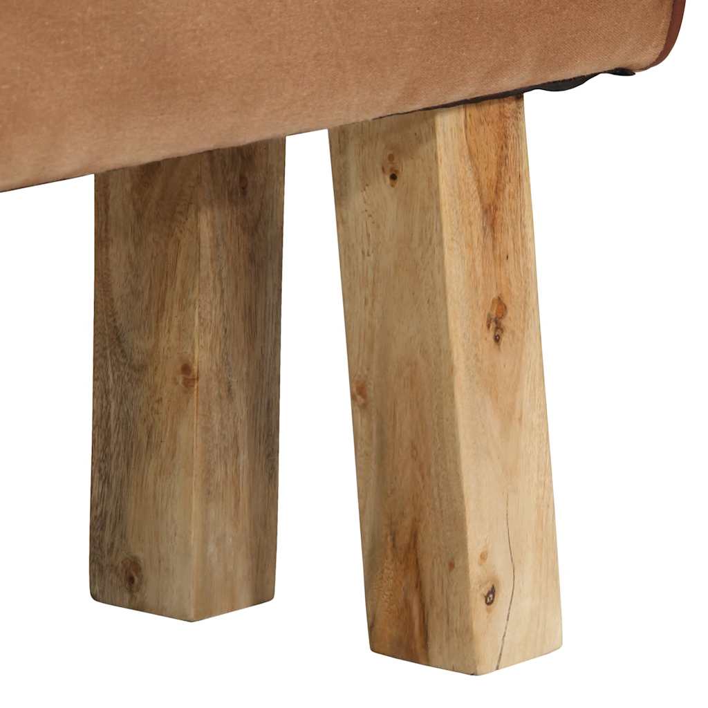 Gimnastička klupa smeđa 160cm prava koža i masivno drvo bagrema