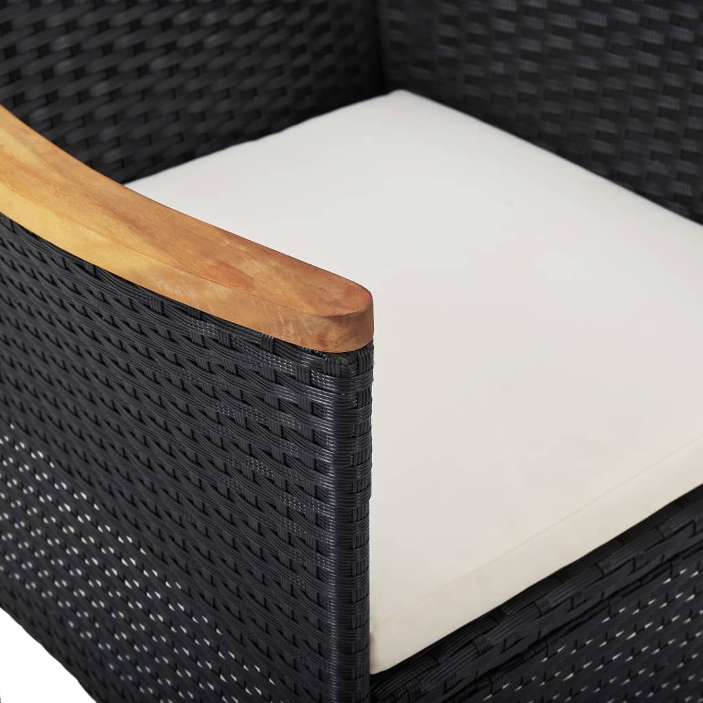 3-dijelni vrtni blagovaonski set poliratan i drvo bagrema crni