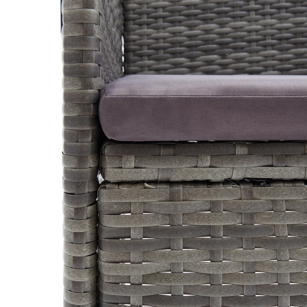 3-dijelni bistro set od poliratana i bagremovog drva sivi