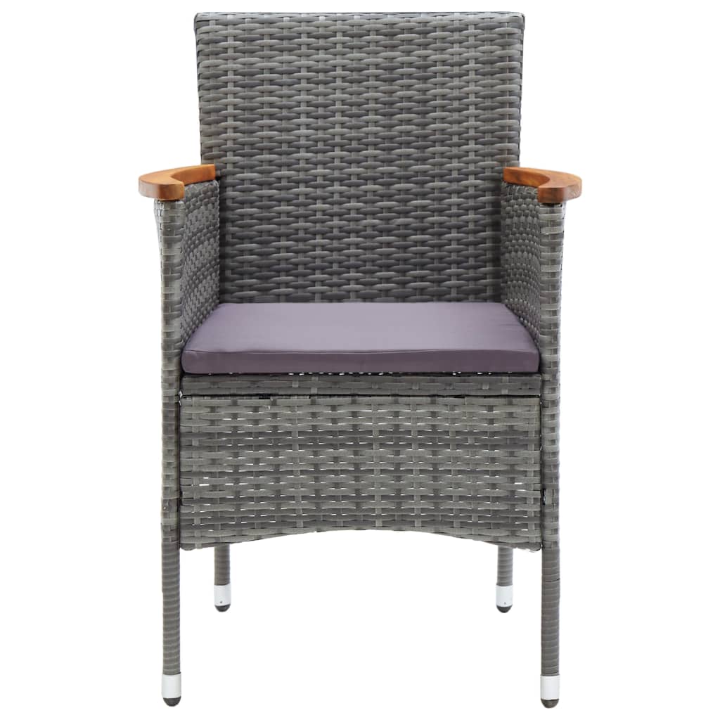 3-dijelni vrtni bistro set od poliratana i kaljenog stakla sivi
