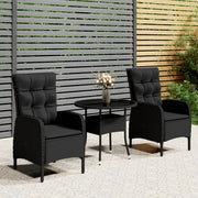 3-dijelni vrtni bistro set od poliratana crni