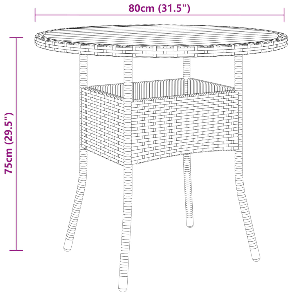 3-dijelni vrtni bistro set od poliratana crni
