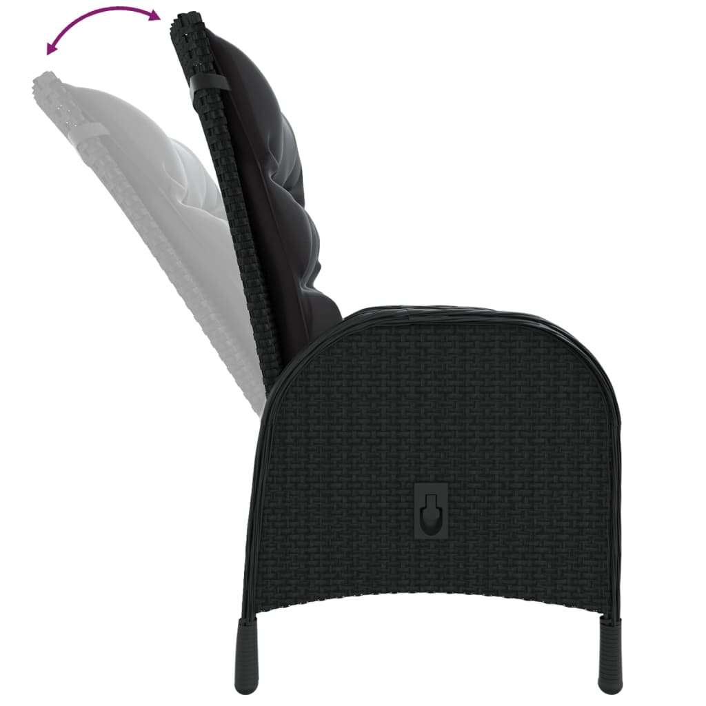 5-dijelni vrtni bistro set od poliratana crni