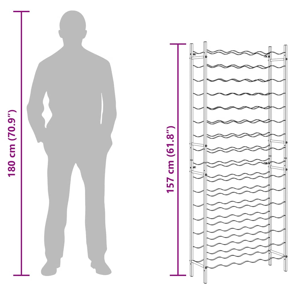 Stalak za vino za 96 boca crni željezni