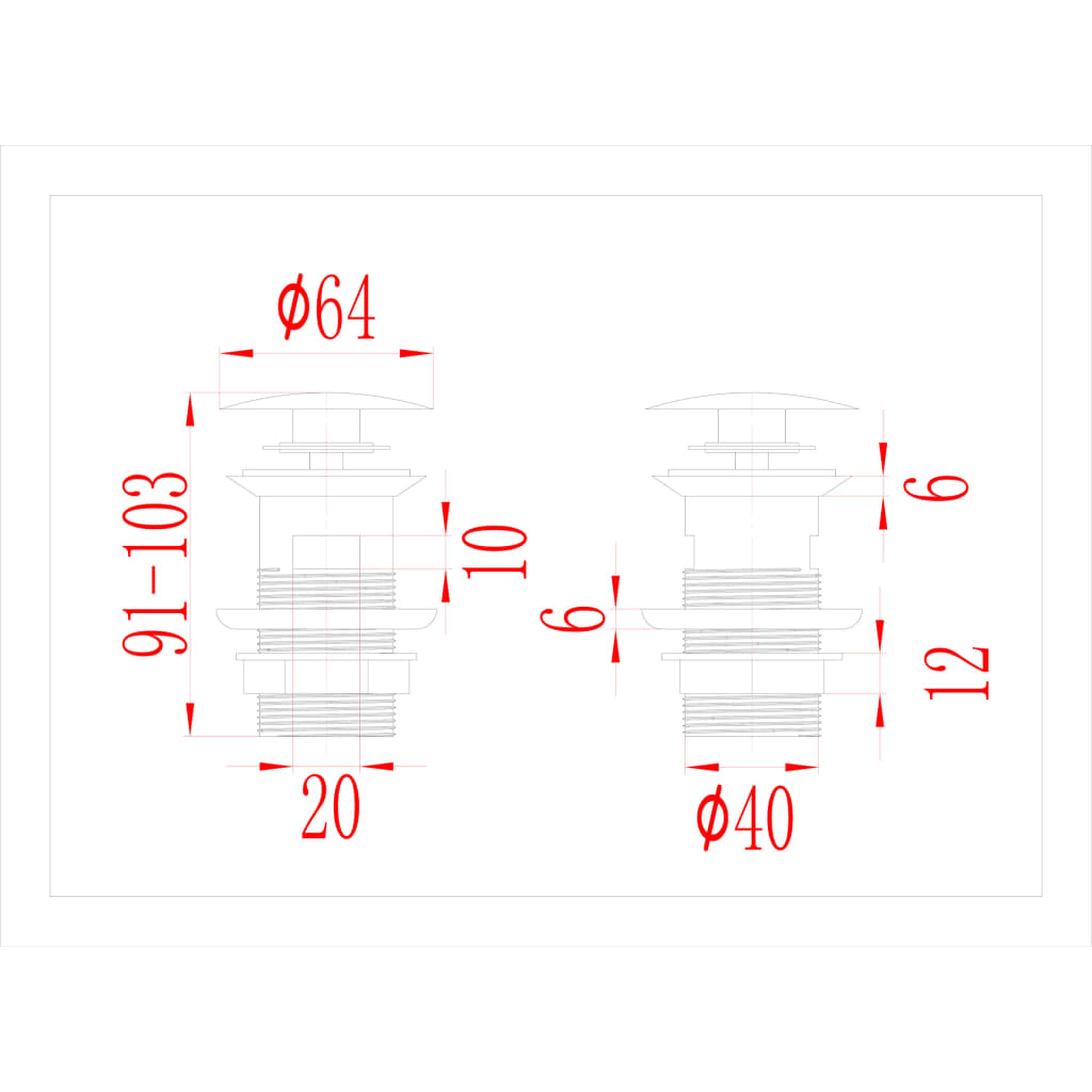 Potisni odvod sa zaštitom od prelijevanja crni 6,4x6,4x9,1 cm