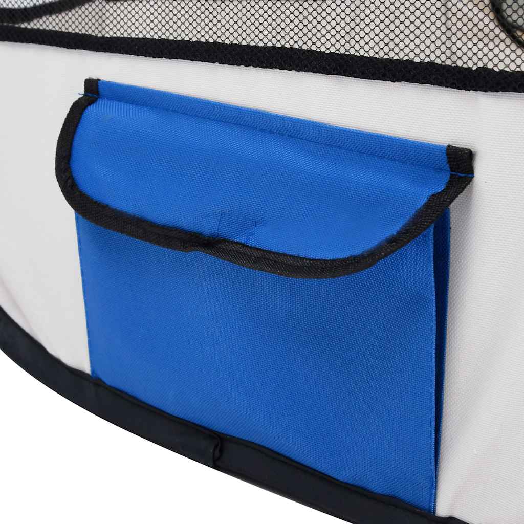 Sklopiva ogradica za pse s torbom plava 125 x 125 x 61 cm