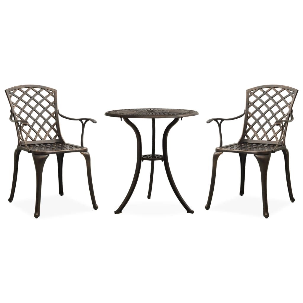 3-dijelni bistro set od lijevanog aluminija brončani