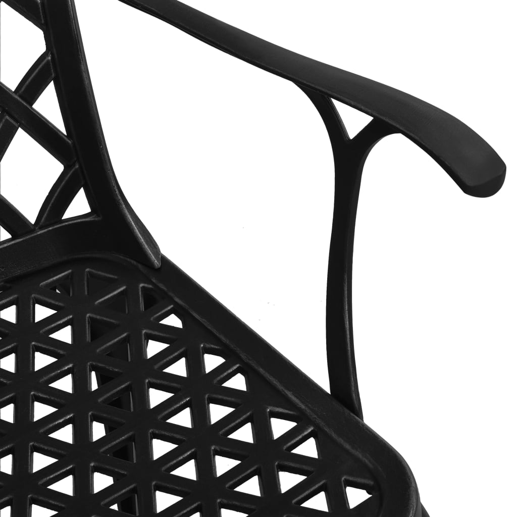 3-dijelni bistro set od lijevanog aluminija crni