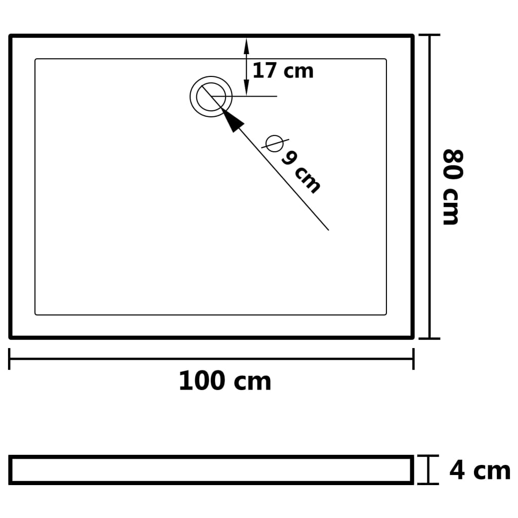 Podloga za tuširanje s točkicama bijela 80 x 100 x 4 cm ABS