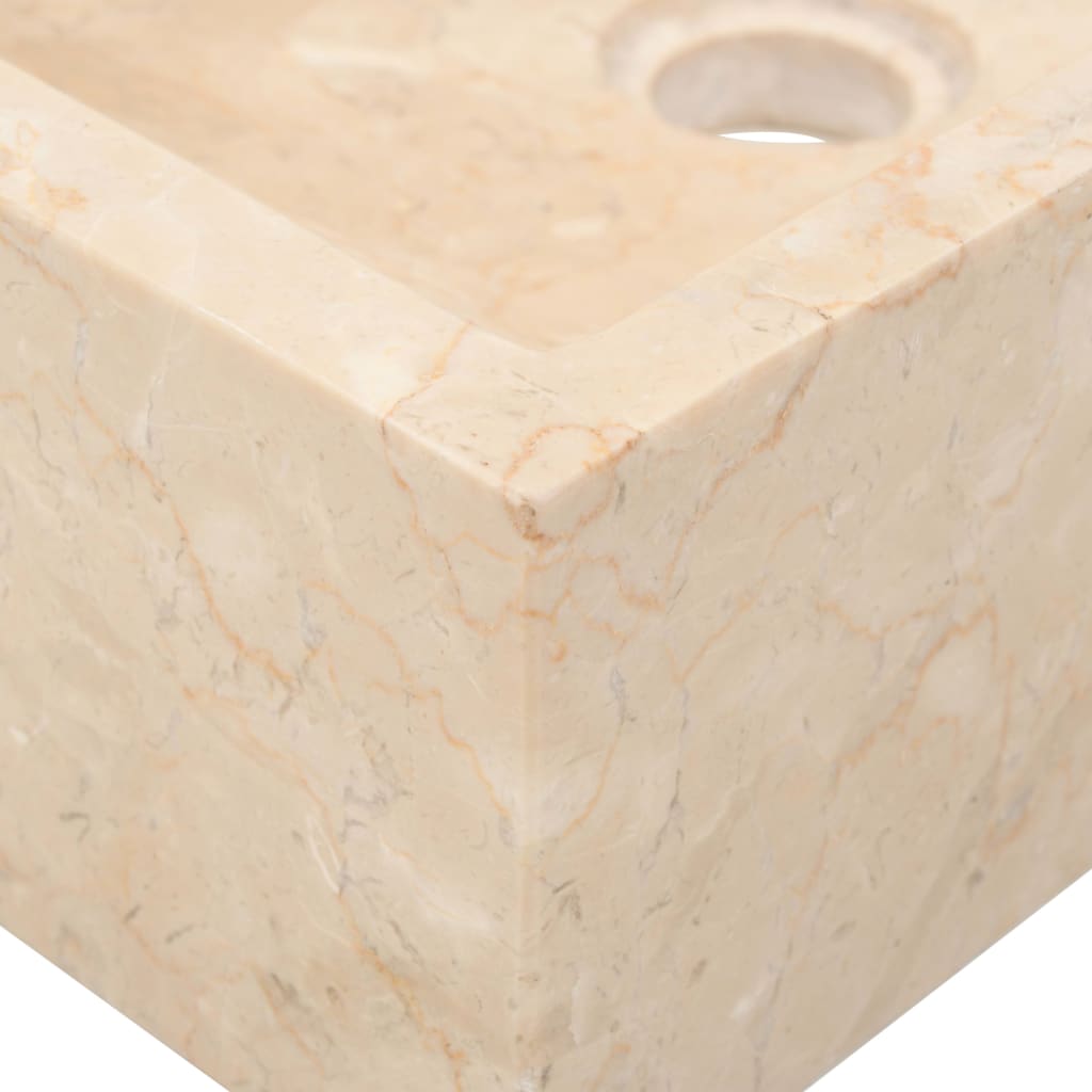 Kupaonski ormarić od tikovine s mramornim krem umivaonikom
