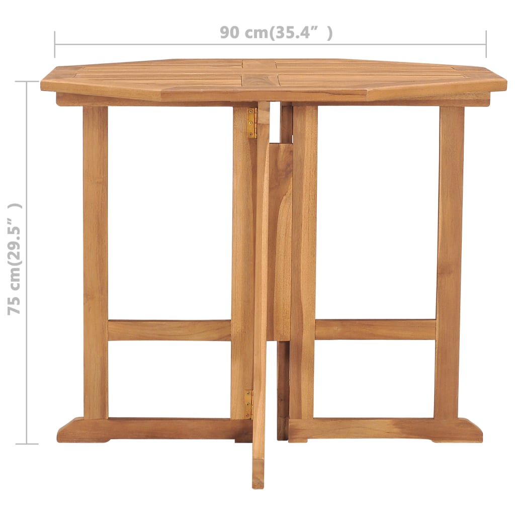 Sklopivi vrtni blagovaonski stol 90x90x75 cm masivna tikovina