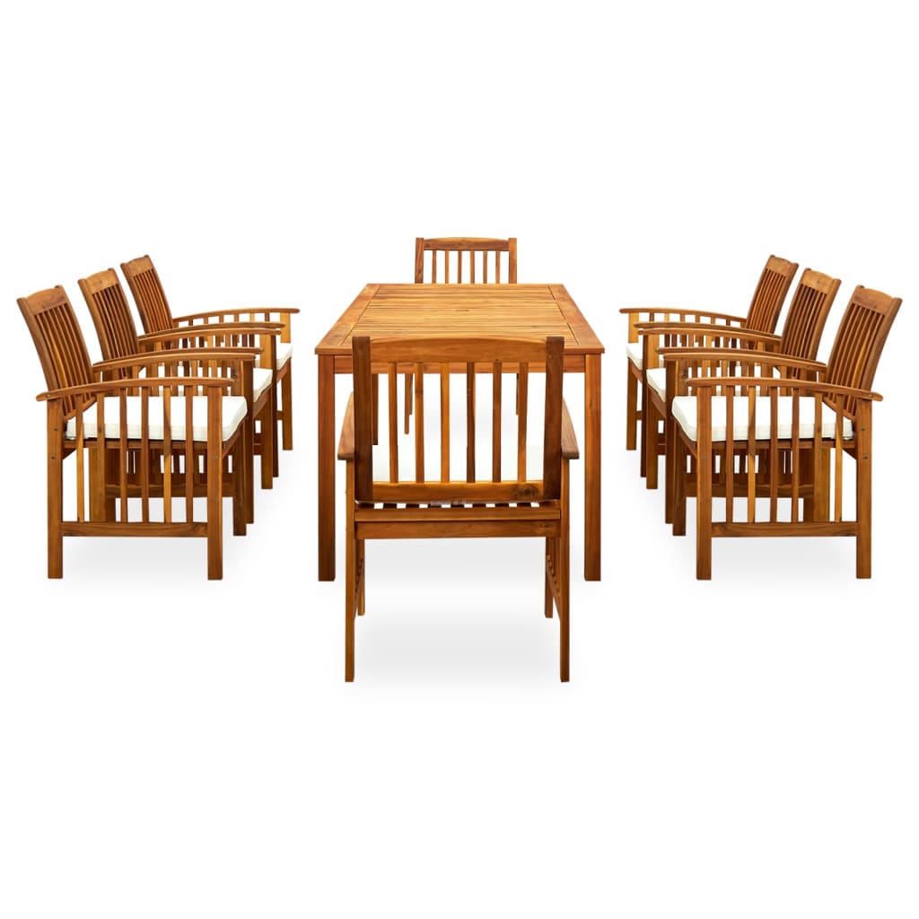 3058091  9 Piece Garden Dining Set with Cushions Solid Acacia Wood (45963+312128+2x312129)