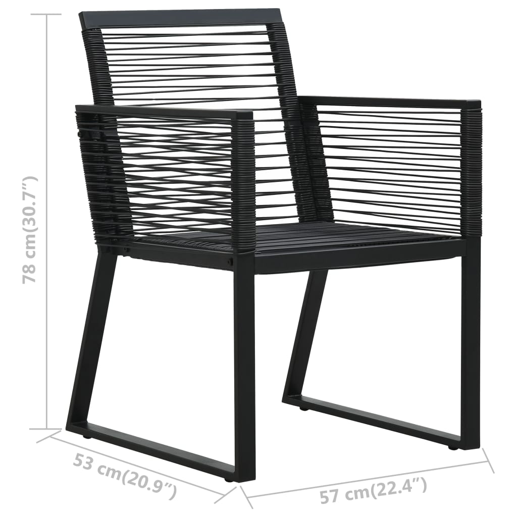 3-dijelni vrtni blagovaonski set od PVC ratana crni