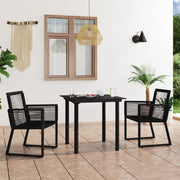 3-dijelni vrtni blagovaonski set od PVC ratana crni