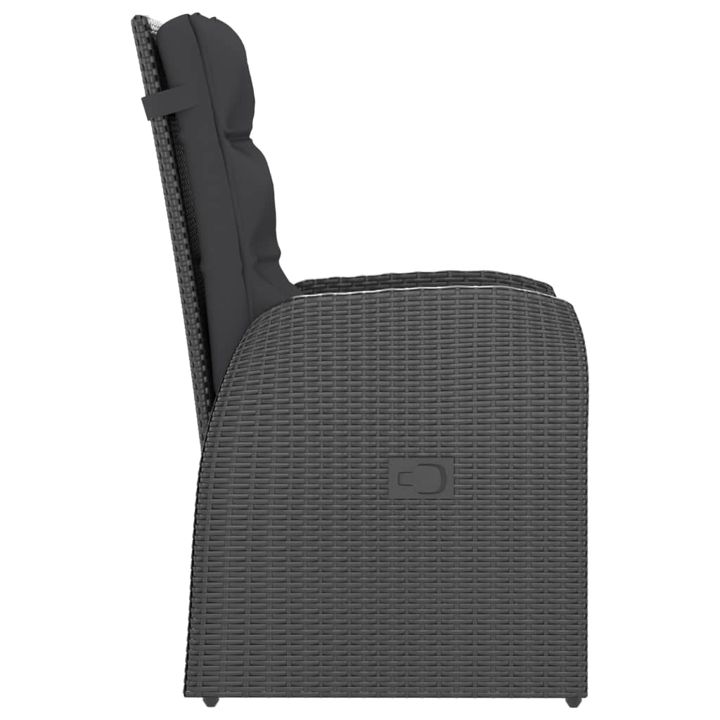7-dijelni vrtni blagovaonski set od poliratana s jastucima crni
