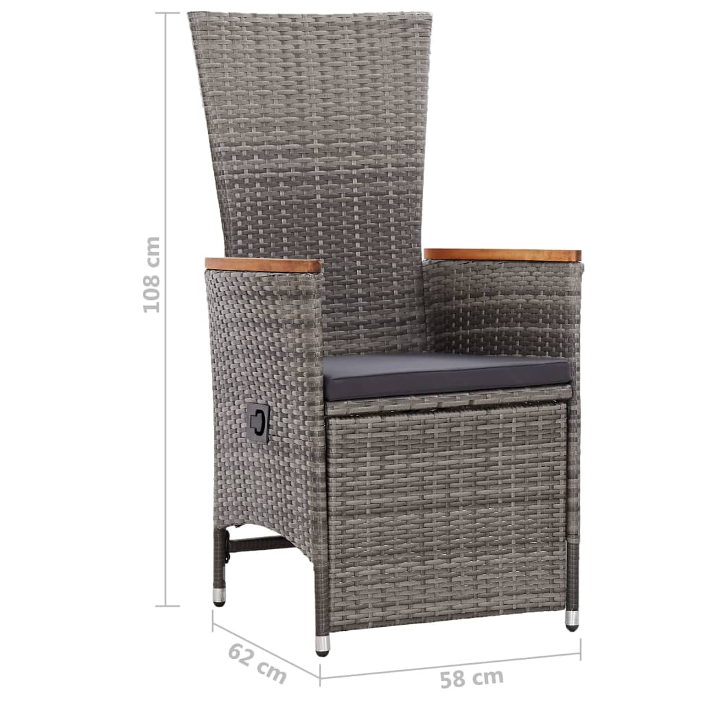 3-dijelna vrtna garnitura od poliratana s jastucima siva