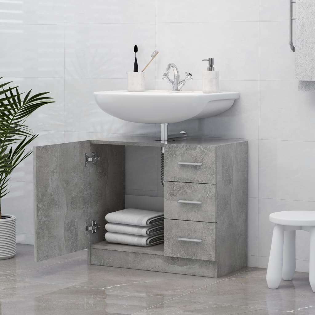 Ormarić za umivaonik boja betona 63x30x54 cm konstruirano drvo