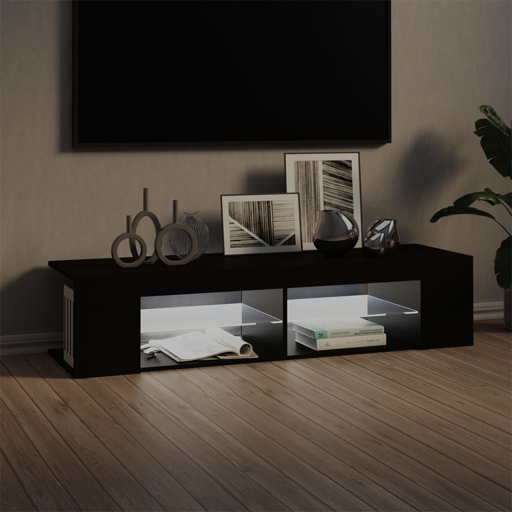TV ormarić s LED svjetlima crni 135 x 39 x 30 cm